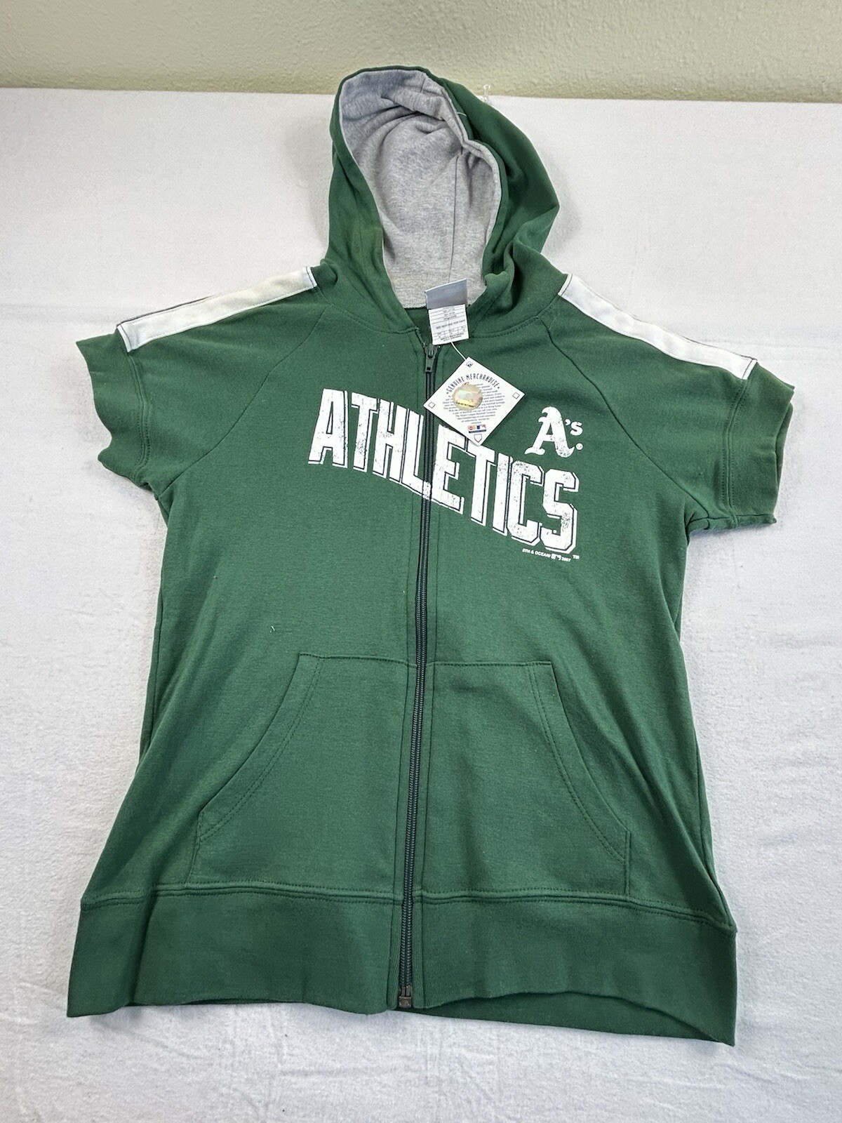 New Oakland Athletics A's Womens Size M Green Full-Zip Sleeveless Hoodie