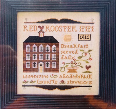 New Little House Needleworks RED ROOSTER INN Cross Stitch Pattern Chart