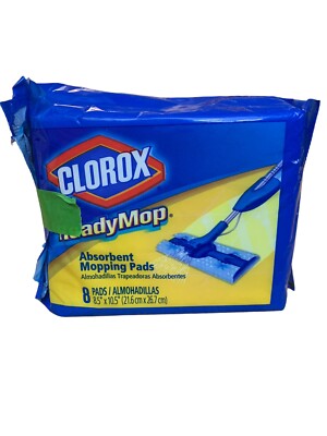 Clorox Ready Mop Absorbent Mopping Pads 8 Count Package (1 Missing) 8.5''x10.5''