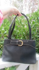 LOVELY ITALIAN BLACK LEATHER VINTAGE HANDBAG PERFECT BUSINESS STYLE PURSE