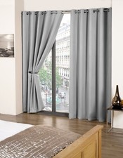 Thermal Thick Blackout Curtains 2 Panel Ready Made Eyelet Ring Top Curtains Cali