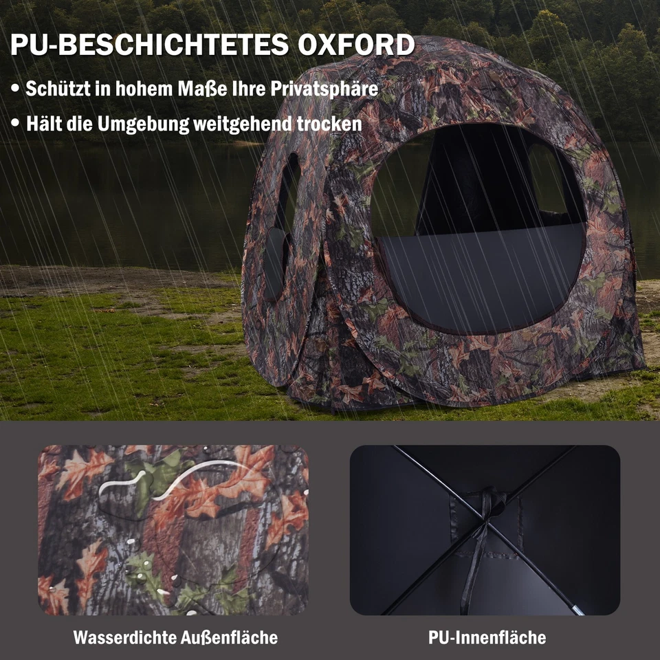 Jagdzelt Angelzelt Pop-Up-Zelt Camouflage für 2 Personen Jagdunterstand - Bild 3 von 4