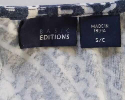 Abito Edizioni Basic TG S Blu Bianco Paisley Spiaggia Estivo Midi Senza Maniche Cotone - Foto 3 di 9