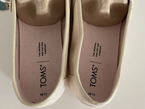 Womens TOMS Ivory GLITTER Flats Shoes Sz 11 Bride Wedding - Picture 8 of 16