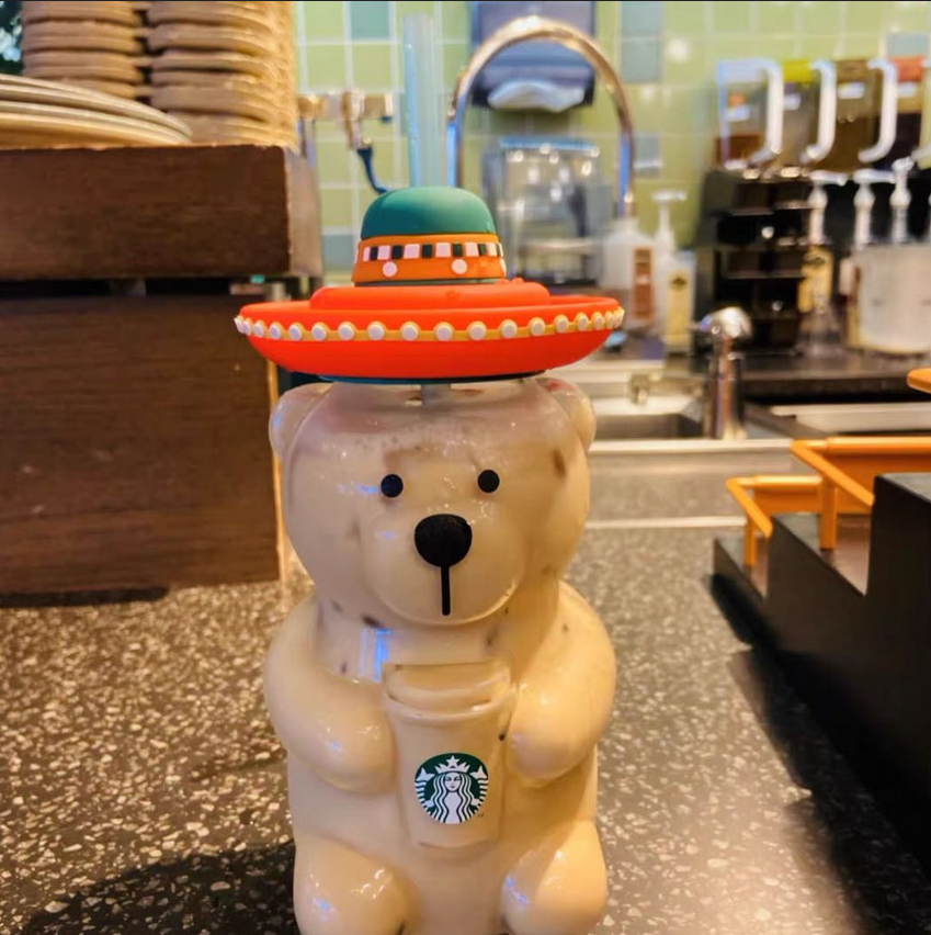 Starbucks New Bear Straw Glass Cup Water Cup Milk Cup Animal Cup Limited Edition