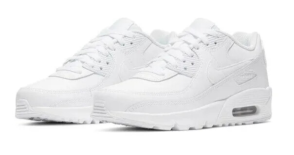 Nike Air Max ホワイト 25.0 NIKE AIR MAX 90 LEATHER (GS) WHITE / WHITE - METALLIC SILVER