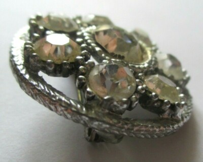 Broche Vintage Ancienne – Couleur Or, Perles Fines Et Cristaux Roses, Bon état