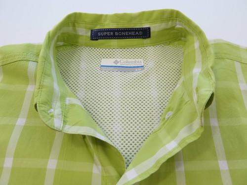 Columbia PFG Mens Super Bonehead Green Checks Outdoor Vented Fishing Shirt Small - Picture 4 of 12