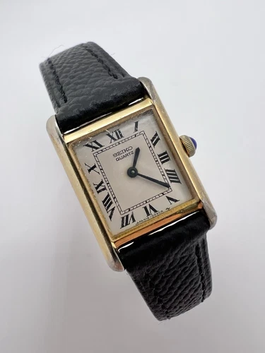 Vintage Rare Seiko Slim Tank Rectangular Womens Wrist Watch Classy Upscale