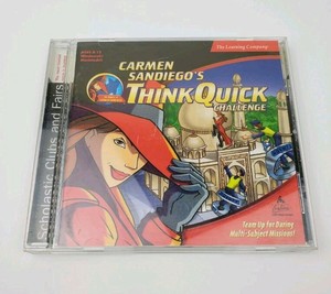 Carmen-sandiego-think-quick-1999-CD-rom-game-challenge-disk-computer-pc