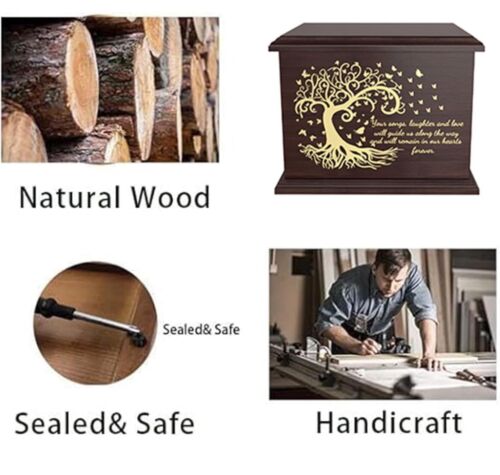 Urnas conmemorativas de cremación para cenizas humanas adulto macho hembra urnas de madera ataúd - Imagen 4 de 6