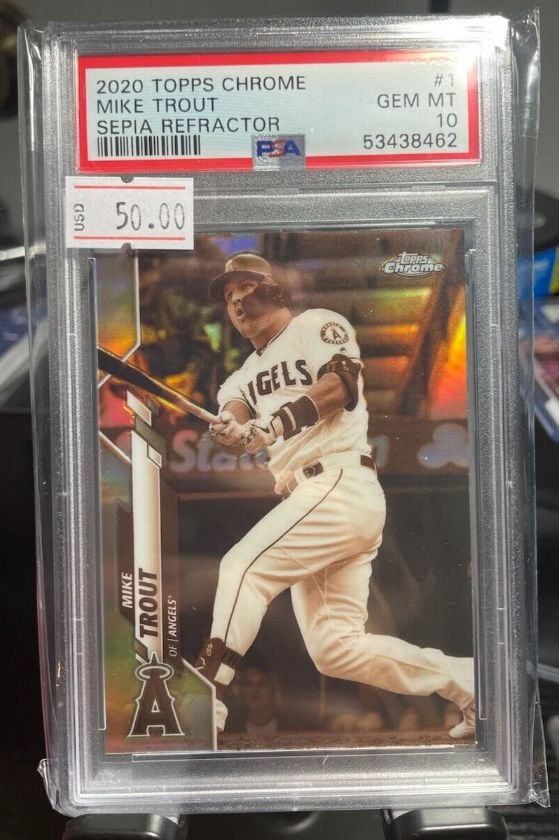 2020 Topps Chrome Mike Trout #1 SEPIA REFRACTOR PSA 10 GEM MINT! Angels