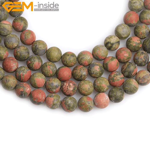 Green Unakite Jasper Forested Matt Round Beads Jewelry 15" Making Natural Stone - Picture 45 of 62