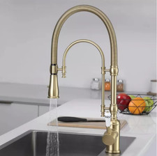 Brushed Gold Brass Sink Mixer Kitchen Faucets Single Handle Waterfall Mixer Taps