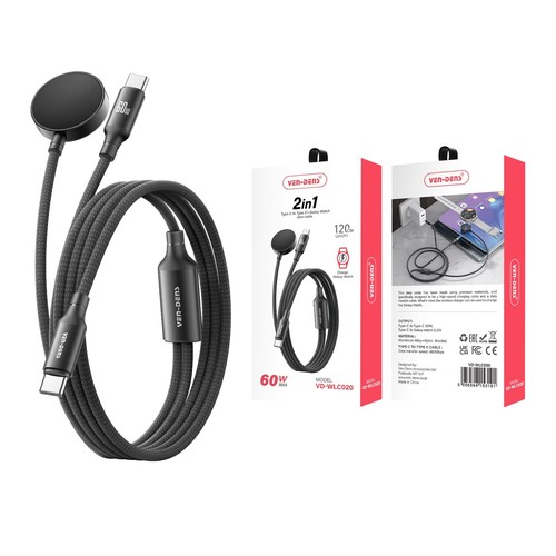 Ven Dens 2-in-1 60W Rapide Chargeur Usb-C To Et Galaxy Montre Chargement Câble - Photo 13 sur 24