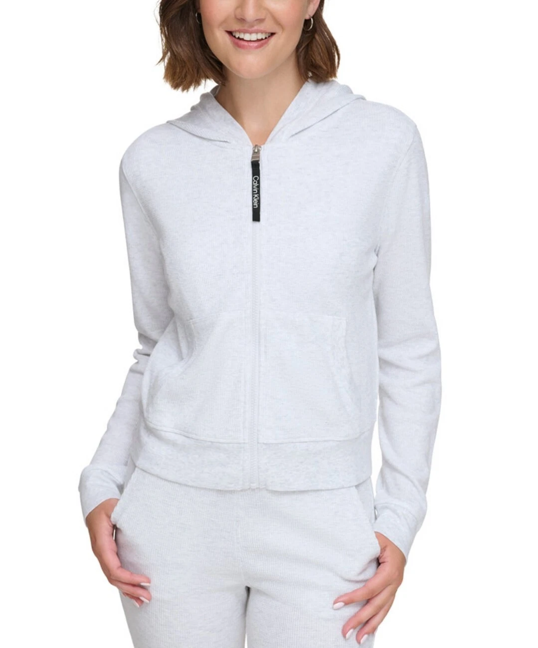 CALVIN KLEIN Performance Thermal Zip-Front Hoodie Color Optic Heather L, XL NWT