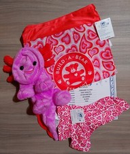 Build A Bear AXOLOTL Pink Sparkle Valentine's Plush, Hoodie, Carrier, Cert New