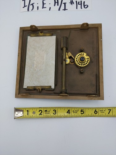 Antique Post Office Box Door, Brass Federal Equipment Co. 1961 #146 6x6 vintage - Picture 3 of 7