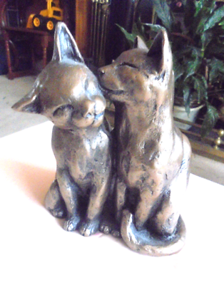 Frith Cats Sculpture 'ben & Bob' by Paul Jenkins Rare Vintage Cold Cast Bronze Resin Ornament
