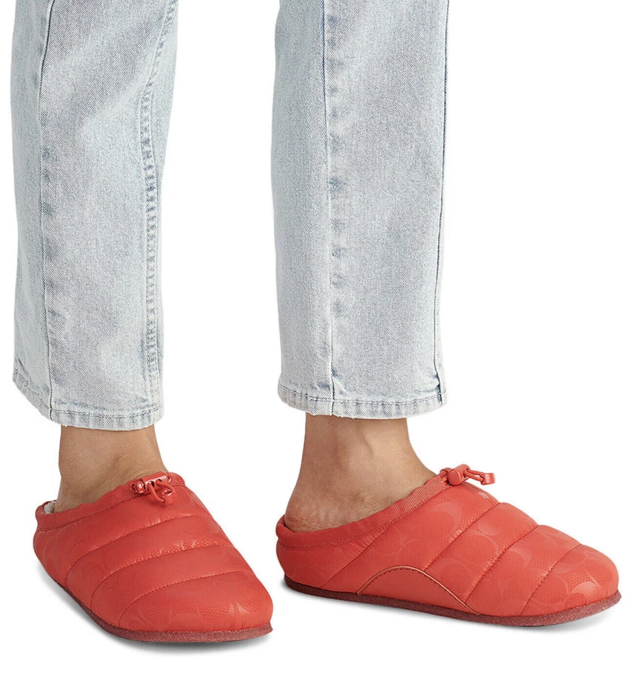 Zapatillas Coach Rachelle rojas para mujer zueco sin cordones logotipo piel C talla 6,5-9 $145 Foto 2 de 4