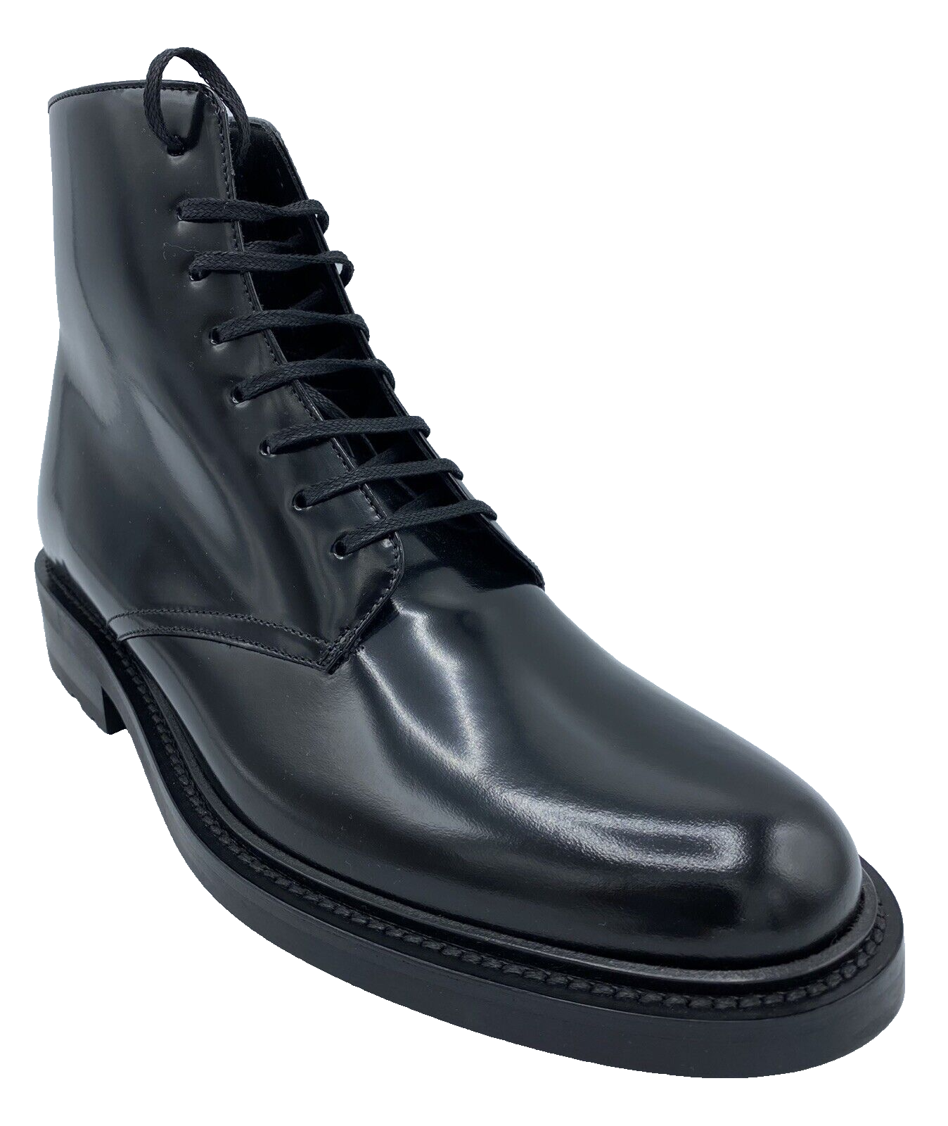 Stivali esercito Saint Laurent in pelle nera $1.500 taglia US 10 EU 43 Made in Italy