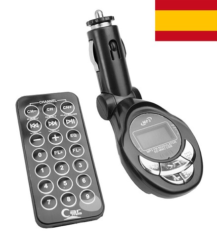 TRANSMISOR FM MP3 MECHERO COCHE MANDO Y CABLE DE AUDIO |