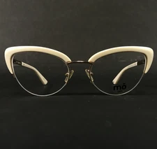 MO Eyewear Eyeglasses Frames GEEK 58NY A Ivory Gold Cat Eye Full Rim 52-19-140