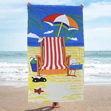 Beach Towel Micro Fibre Velour Quick Dry Large Travel Camping Deck Chair NEW