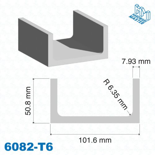 Aluminium Channel U Channel 6060/T5 | 6082/T6 Frame | 100mm-1000m | Various Size - Picture 18 of 19