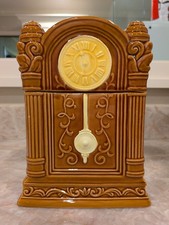 Enesco 1978 Ceramic Cookie Jar Big Ben Grandfather Clock Vintage Kitchen Decor