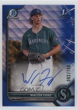 2022 Bowman Draft Chrome Pick Blue Wave Refractor 93/150 Walter Ford Auto ez6