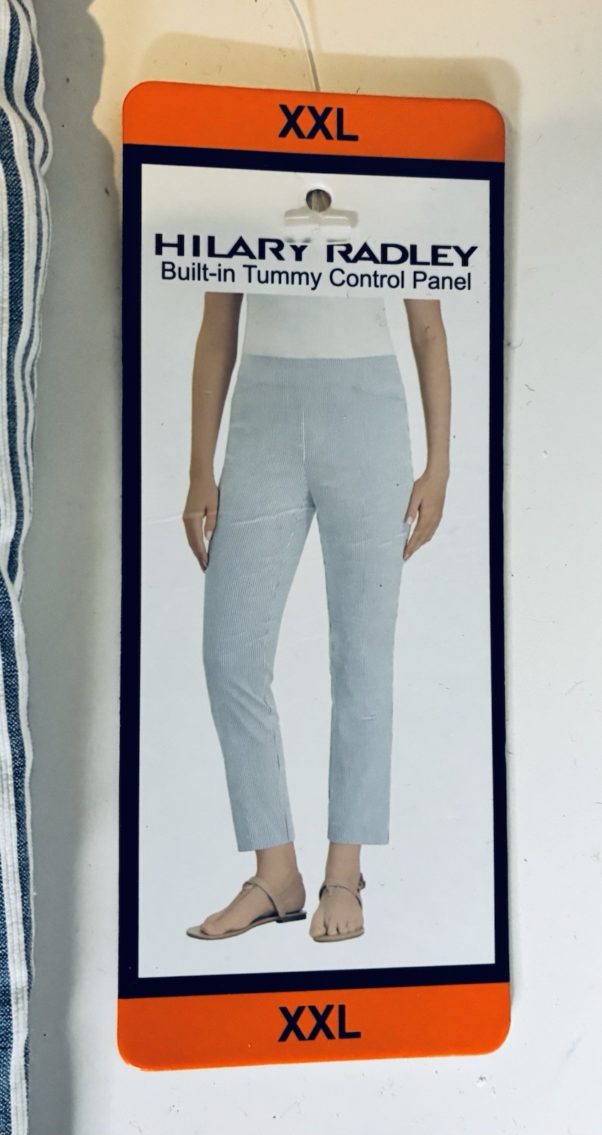 Hilary Radley Seersucker Tummy Control Pull On Ankle Pant XXL NWT, Item #1364094