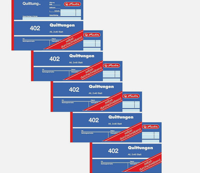 5x Herlitz A6 402 Quittungsblock - 2x40 Blatt