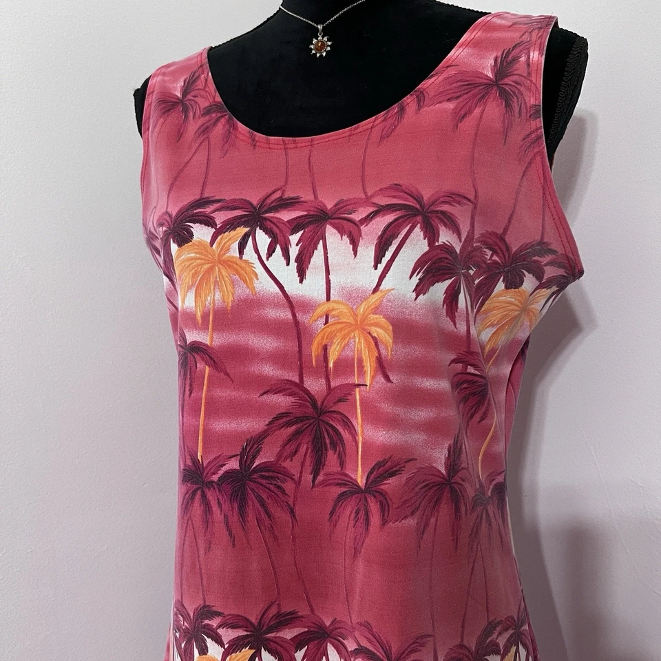 Vestido Tropical Corto Grande Palmeras Años 90 Y2K Royal Creations Hecho en Hawaii Foto 2 de 4