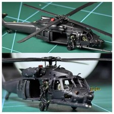 Helicóptero 1/144 US Black Hawk MH60M negro gris pintado modelo puerta cabina móvil