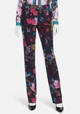 Versace Jeans Couture Women's Black Floral Belted Trousers Dress Pants Size 44