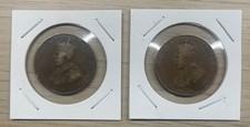 Mauritius 2 x Five Cents Coins 1917 & 1924 King George V British Colony Vintage