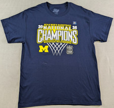 Michigan Wolverines Shirt Mens Large Blue Basketball National Champions NWOT