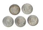 1921 P Morgan Silver Dollar Lot Of 5 1921 P 90% Silver Content 3.87 Troy Oz