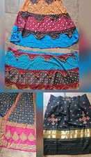 Vintage Lot of 5 Piece Indian Sari Dress, Skirt Wrap 42"x5.5yd Textiles