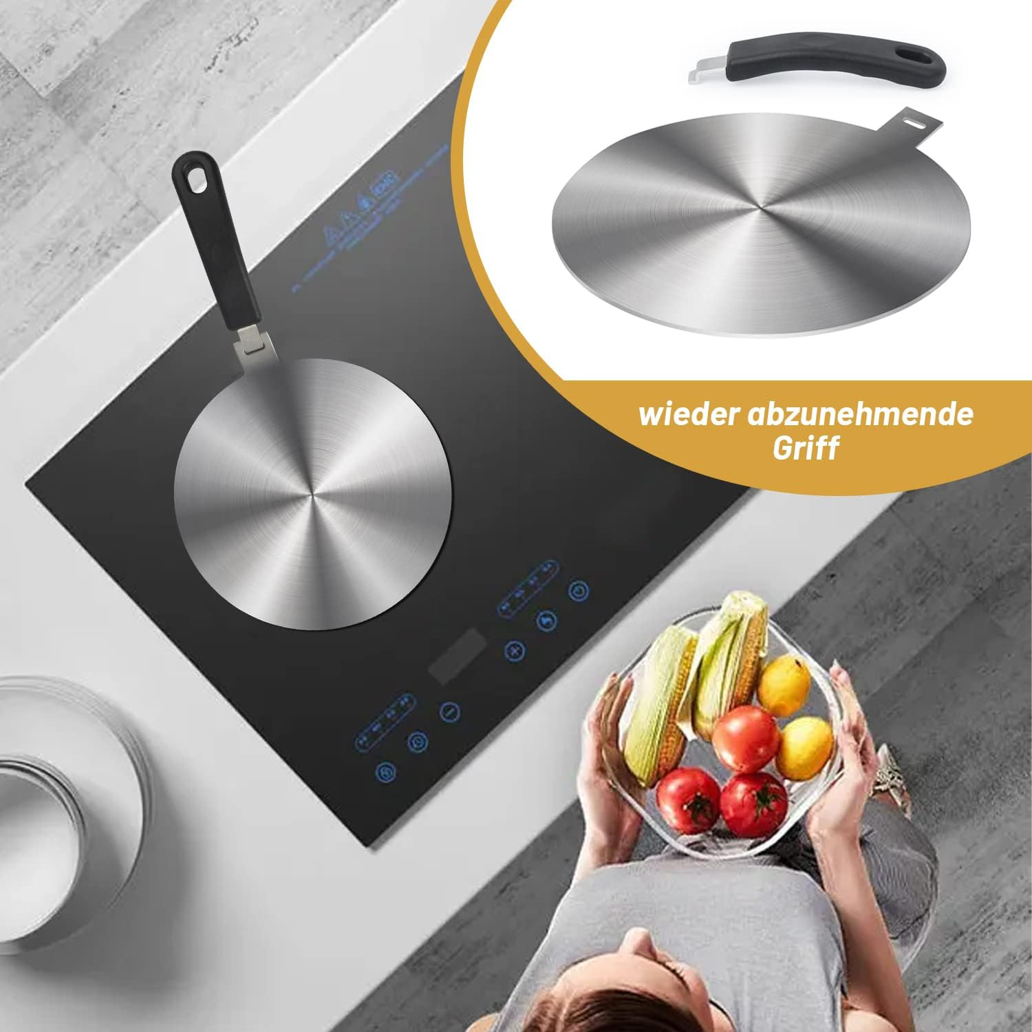 Disco per Induzione 24cm | Salva Pentole e Caffettiere con Manico - 3