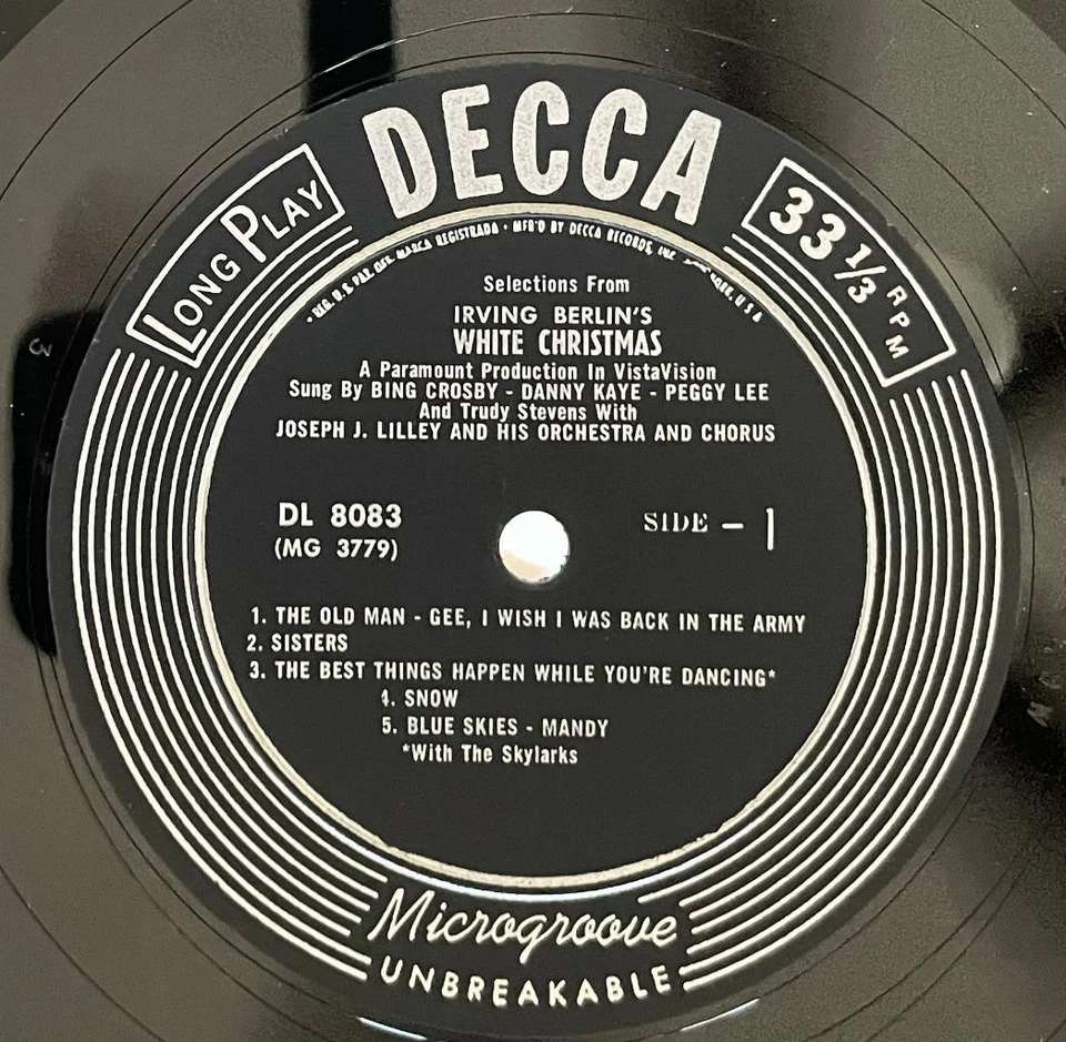 White Christmas OST LP M- Decca (1954) Bing Crosby Danny Kaye Peggy Lee ORIGINAL - Image 4 of 4