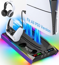 PS5 Cooling Stand with LED Controller Charger and 3-Level Fan