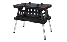 Keter Klappbarer Arbeitstisch mit Klemmen &ndash; 91x55,5x75,5 cm &ndash; Anthrazit/Rot