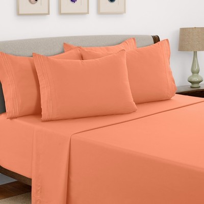 6 Piece Bed Sheet Set 1800 Series Microfiber Comfort Deep Pocket Hotel Bed Sheet