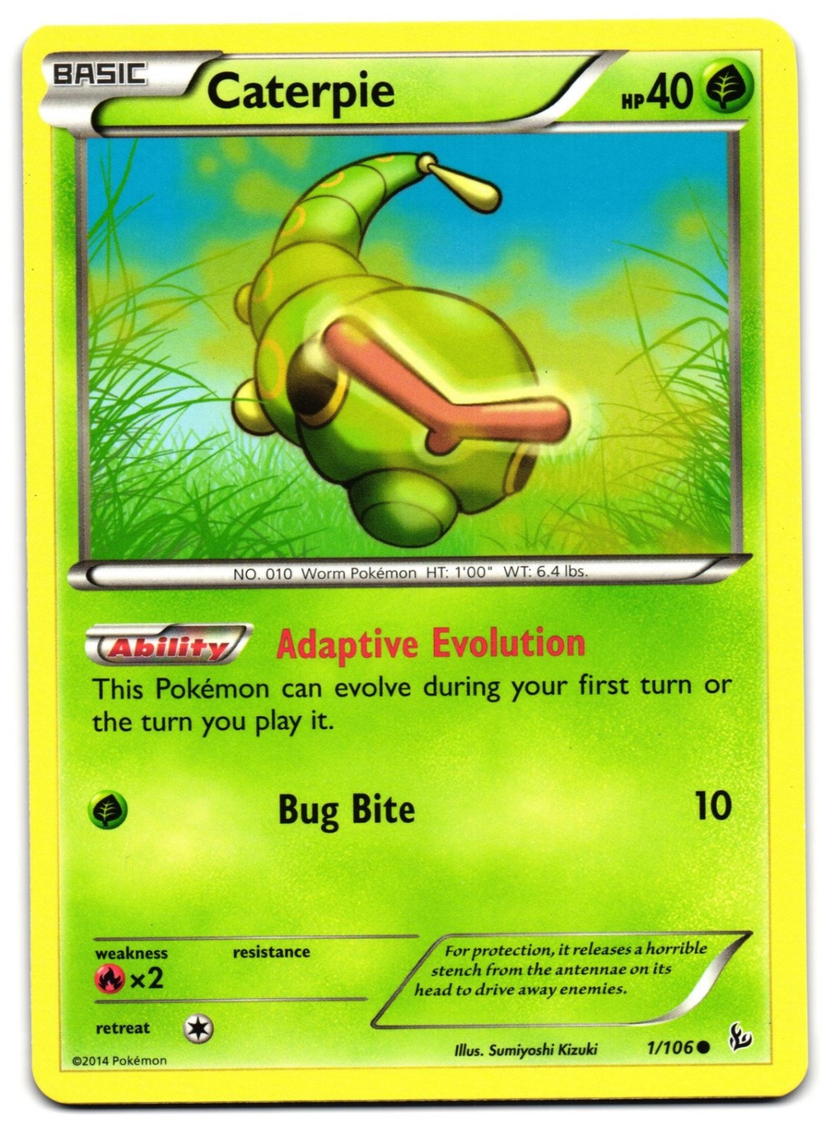 CATERPIE 1/106 - NM - FLASHFIRE ENGLISH 2014 POKEMON CARD