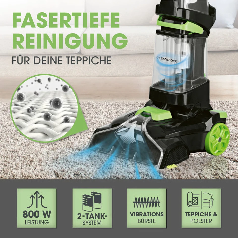 CLEANmaxx Teppichreiniger Waschsauger Polster Reiniger Fleckenentferner Sauger - Bild 2 von 4