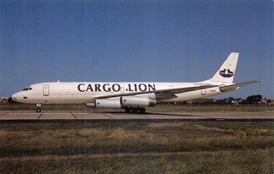 USA LUFTFAHRT PASSAGIERFLUGZEUG POSTKARTE MCS DOUGLAS DC-8-62CF CARGO LION SEHR GUTER ZUSTAND NEUWERTIG