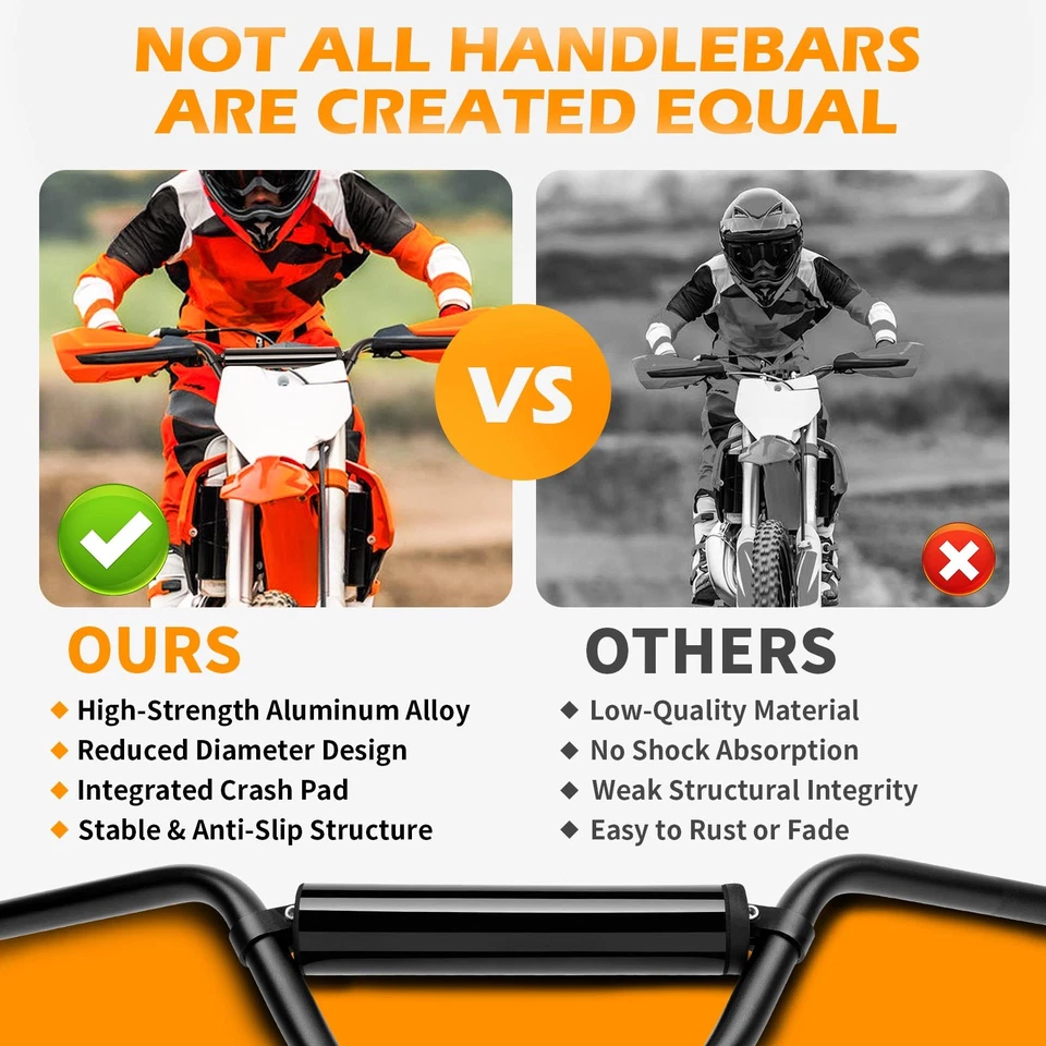 7/8'' 22mm Dirt Bike Handlebars For Honda XR50 XR100R XR200 XR500R XR650L CR125 - Image 4 of 4