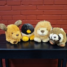 Swibco Puffkins Lion, Racoon, Dog, Penguin Animals Lot of 4 Plush